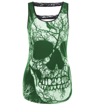 Womens Tank Top • Skull and Tree Print