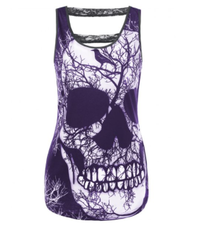 Womens Tank Top • Skull and Tree Print