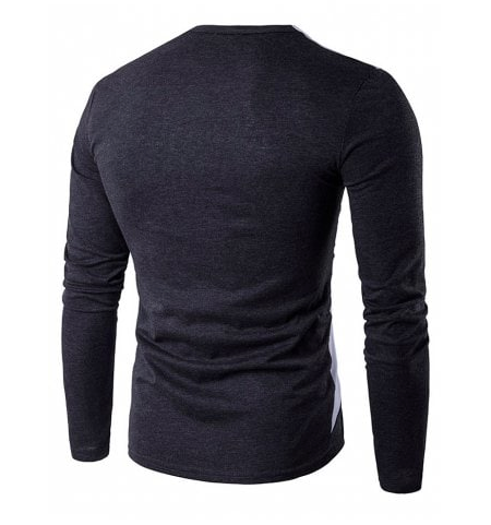 Long Sleeve T-Shirt with Button Detail • Grey and Black