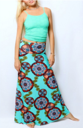 hippie womens skirt WOMENS blue Flared Hem Maxi Skirt skirt boho skirt