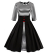 Vintage Style Dress • Black with Stripes • Plus Size 