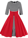 Womens Vintage Style Dress • Red with Stripes • Plus Size 
