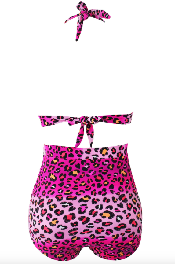 Bathers • Plus Size High Waist Bikini Swimsuit • Pink Leopard Print