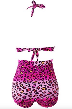 Bathers • Plus Size High Waist Bikini Swimsuit • Pink Leopard Print