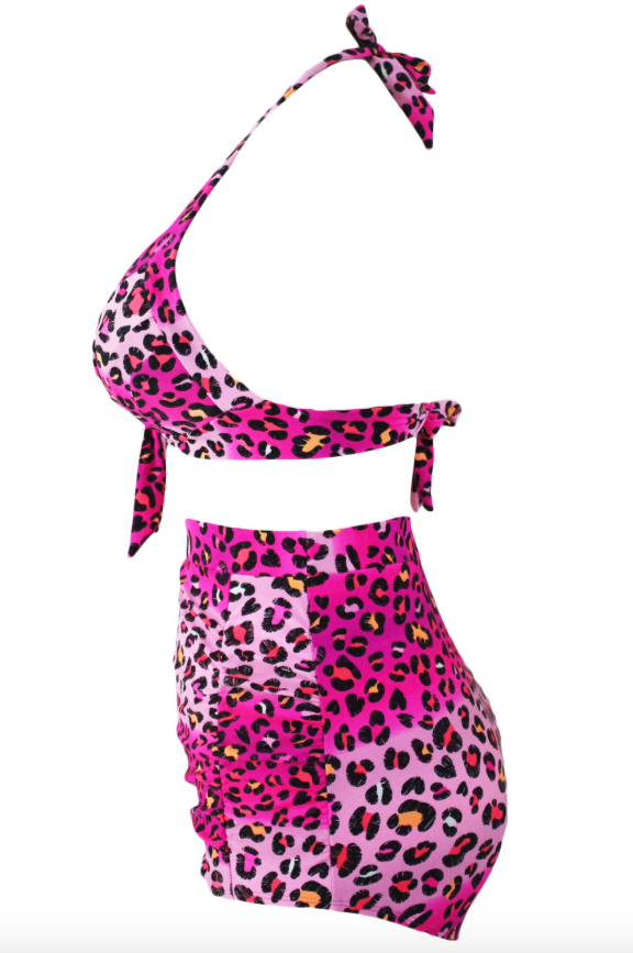 Bathers • Plus Size High Waist Bikini Swimsuit • Pink Leopard Print
