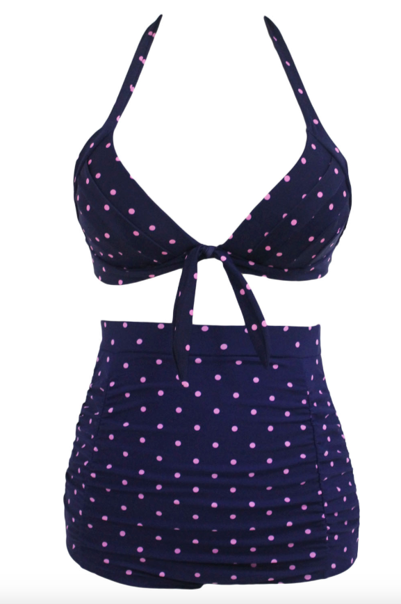 Buy Crop Top Crochet Mid Waist Blue Elephant Print Bikini Set