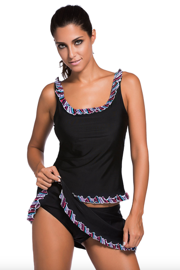 Bathers Daylesford Bathers two piece swimsuit ruffle plus size two piece WOMENS BLACK Alt finery