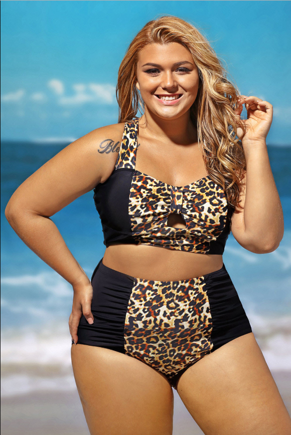 Bathers • Plus Size High Waist Bikini Swimsuit • Leopard Print