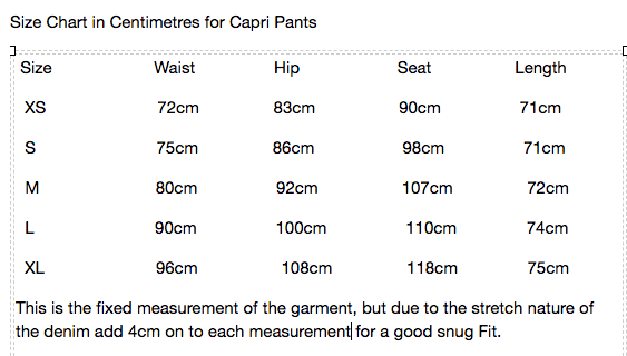 Womens Denim Capri Pants