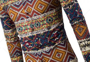 daylesford vintage retro 70s 60s Alt finery Geometric tribal print tribal Casual dress button up Mens shirt Shirt mens