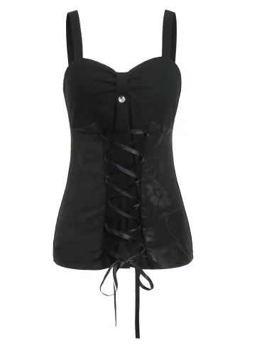 Womens Lace Up Tank Top • Black