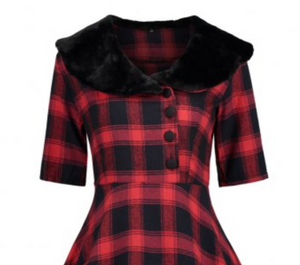 Womens Vintage Style Dress • Black and Red Plaid 