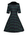 Womens Vintage Style Dress • Black and Green Plaid 