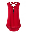 Womens Criss cross Tank top with Front Zipper • Red