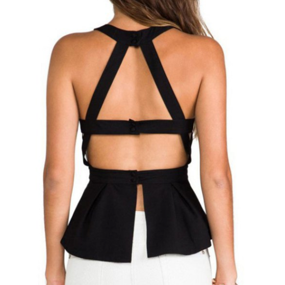 Womens Open Back Tank Top • Black