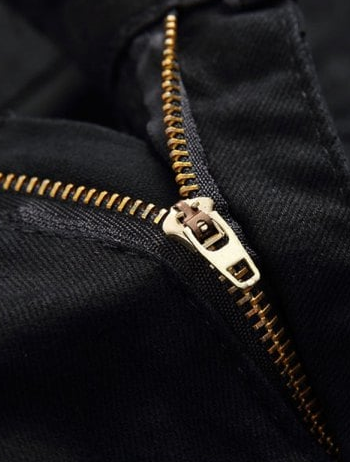 Mens Jeans • Black Jogger Style Jeans • Distressed with Zipper detail 