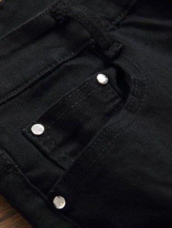 Mens Jeans • Black Jogger Style Jeans • Distressed with Zipper detail 