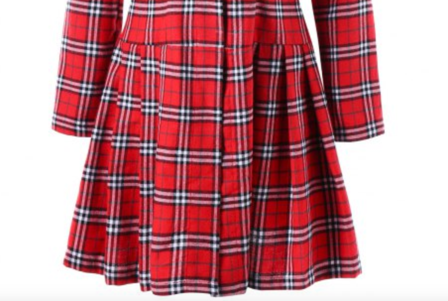 Tartan Coat • Skirted Style with Faux Fur Collar