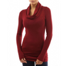 Womens Long Sleeve Cowl Neck Top • Red