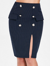 Pinstripe Bodycon Skirt with Slit