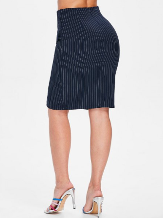 Pinstripe Bodycon Skirt with Slit
