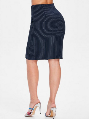 Pinstripe Bodycon Skirt with Slit