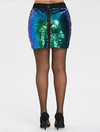 Sequin Mini Skirt with Back Zip • Blue Green Tones