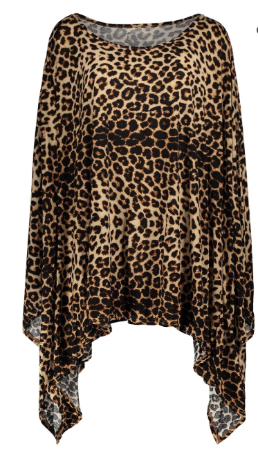 Womens Plus Size • Leopard Print Asymmetrical Top