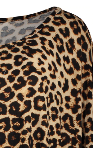 Womens Plus Size • Leopard Print Asymmetrical Top