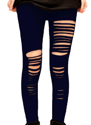 Womens Leggings Black Ripped