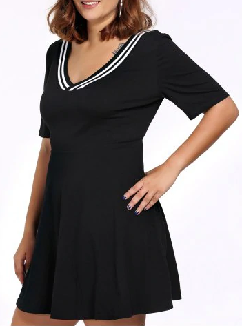 Womens V Neck Skater Dress • Plus Size