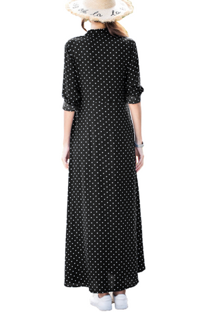 Polka Dot Shirt Dress • Black