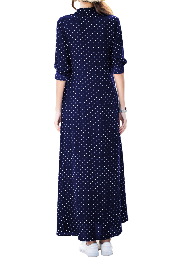 Polka Dot Shirt Dress • Navy 