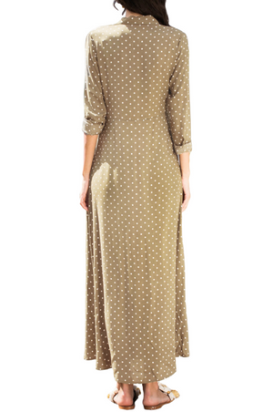Womens Olive Polka Dot Shirt Dress 