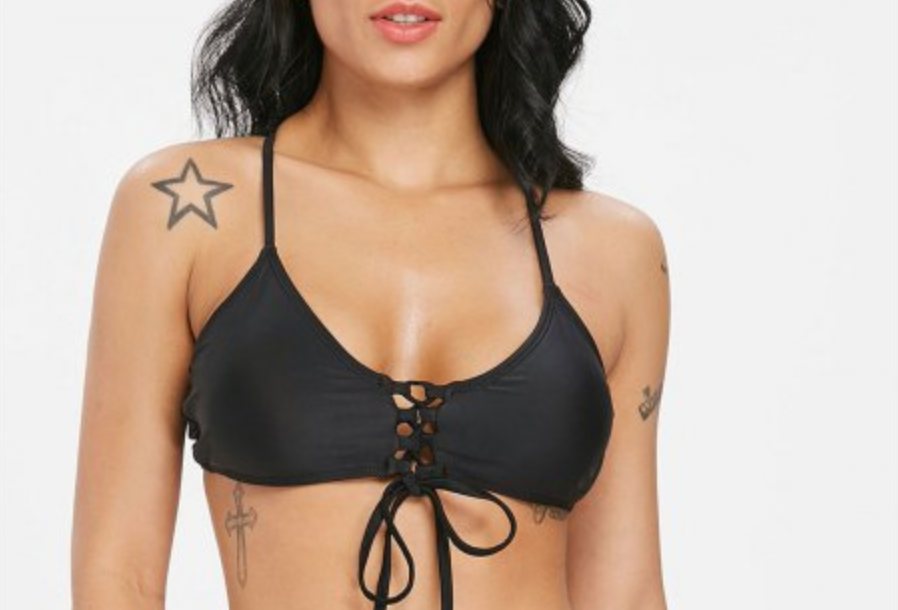 Womens Bathers • Black Lace up Bikini Swimsuit