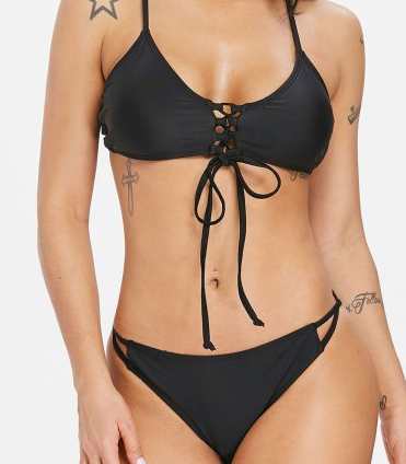 Womens Bathers • Black Lace up Bikini Swimsuit