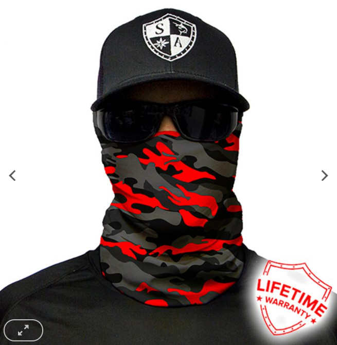 Face Shield/ Tubular Bandana • Fire Red Blackout Camo