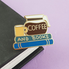 Lapel Pin • Coffee and Books • By Jubly Umph