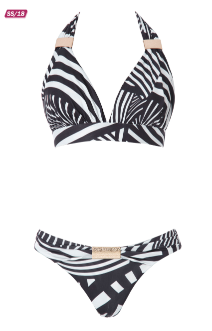Womens Bathers Black and white Abstract Stripe Bikini ALT Finery