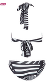 Womens Bathers • Black and white Abstract Stripe Bikini