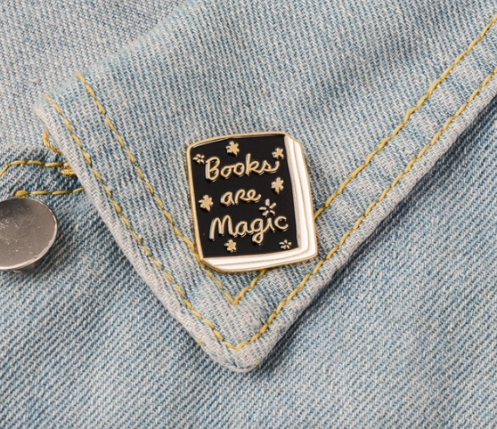 Lapel Pin • Books are Magic • Black