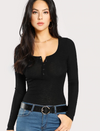 Womens Slim Fit Button Up Top • Black
