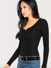 Womens Slim Fit Button Up Top • Black