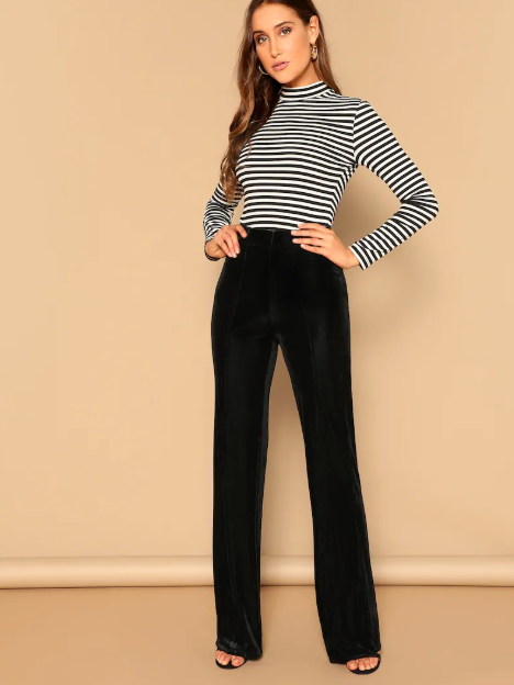 Womens Black Velveteen Pants