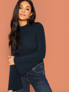 Womens Fluted Sleeve Rib Knit Top