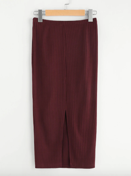 Rib Knit Burgundy Skirt ALT Finery