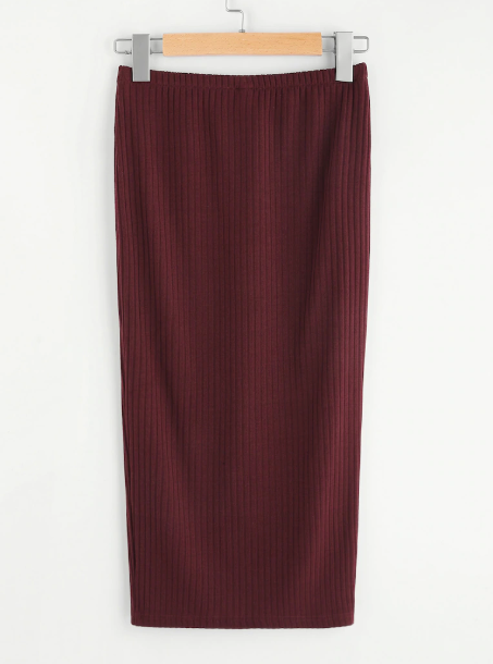 Rib Knit Sheath Skirt