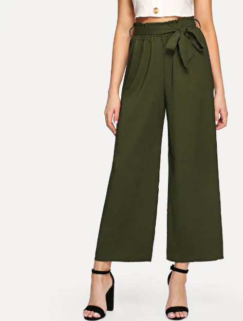 Womens Green Wide Leg Pants 