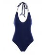 One Piece Lace up Back Swimsuit • Navy