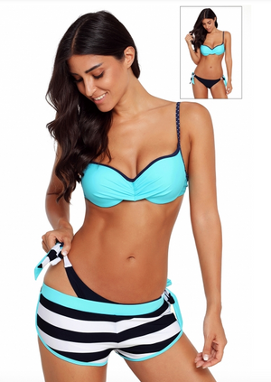 Bathers • Striped Bikini with Dual Bottoms 